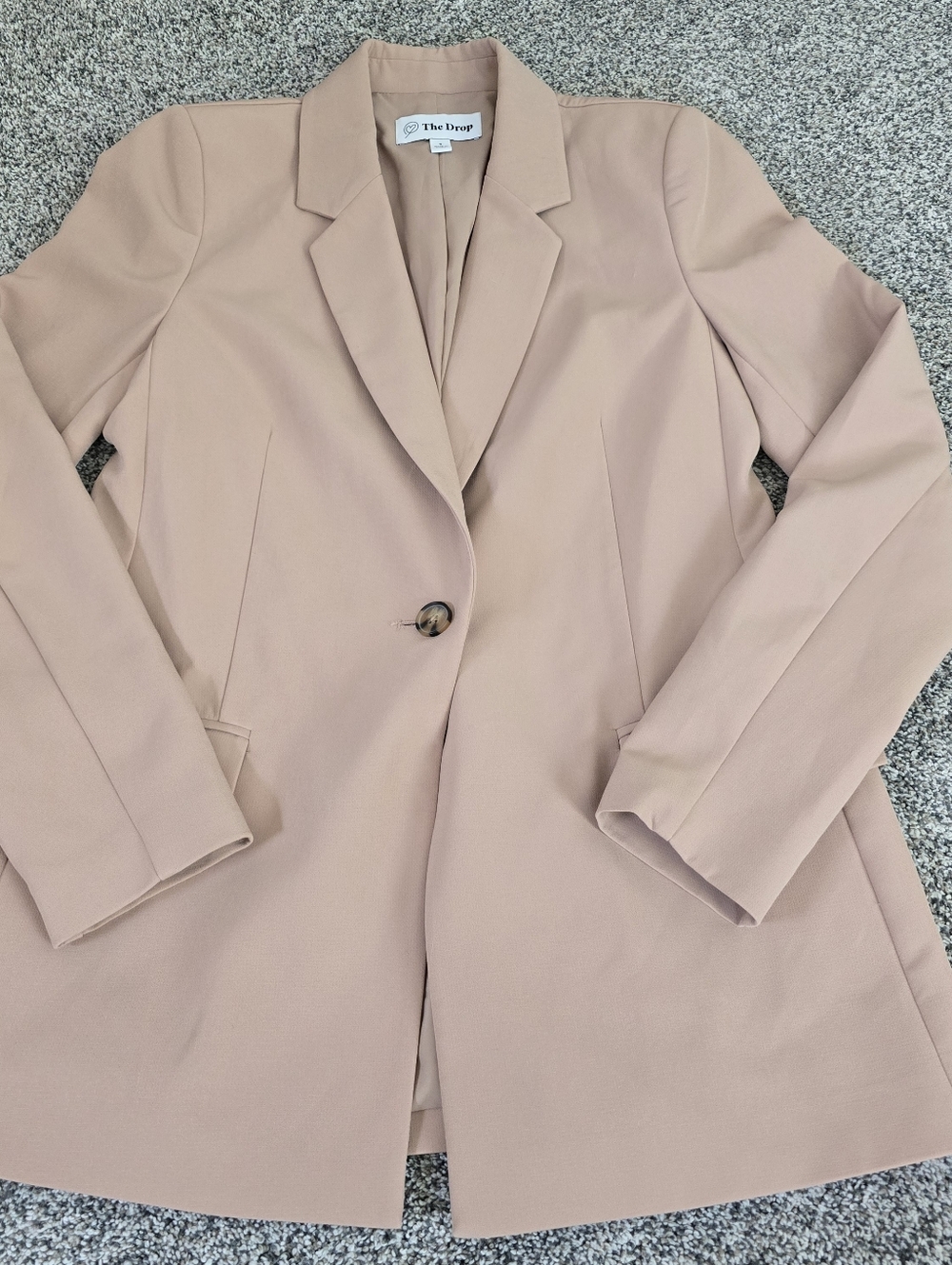 The Drop Tan Long One Button Women's Blazer Size Small